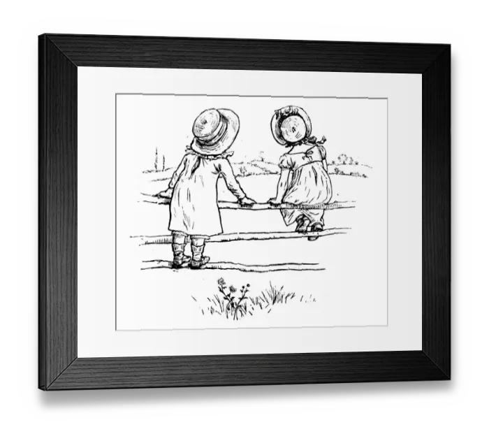 Framed Print : Antique children spelling book illustrations: Fence