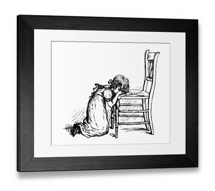 Framed Print : Antique children spelling book illustrations: Praying Framed Print : Antique children spelling book illustrations: Praying