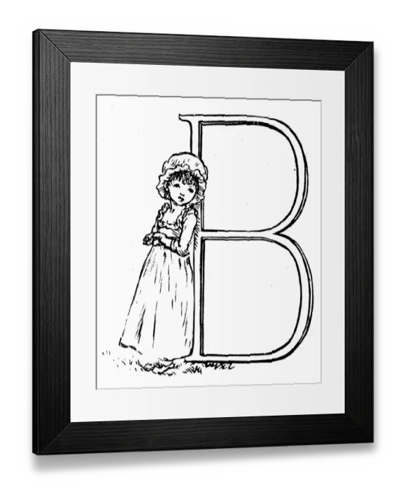 Framed Print : Antique children spelling book illustrations: Alphabet letter B Framed Print : Antique children spelling book illustrations: Alphabet letter B
