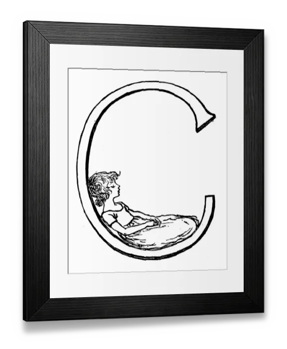 Framed Print : Antique children spelling book illustrations: Alphabet letter C Framed Print : Antique children spelling book illustrations: Alphabet letter C
