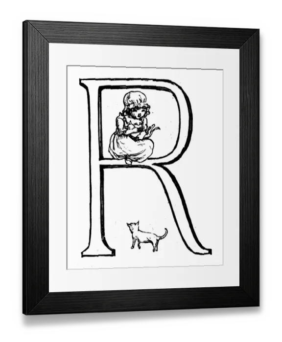 Framed Print : Antique children spelling book illustrations: Alphabet letter R Framed Print : Antique children spelling book illustrations: Alphabet letter R