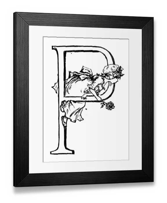 Framed Print : Antique children spelling book illustrations: Alphabet letter P Framed Print : Antique children spelling book illustrations: Alphabet letter P