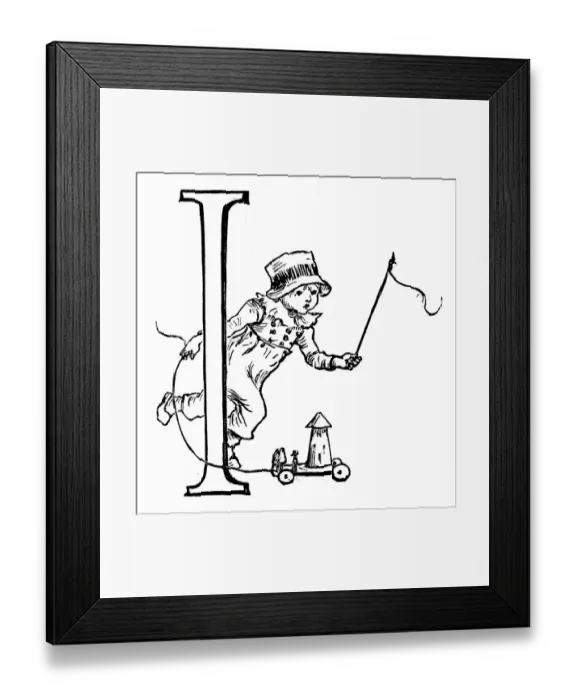 Framed Print : Antique children spelling book illustrations: Alphabet letter I Framed Print : Antique children spelling book illustrations: Alphabet letter I