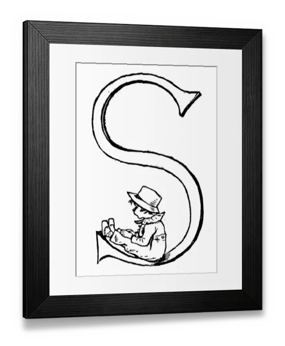 Framed Print : Antique children spelling book illustrations: Alphabet letter S Framed Print : Antique children spelling book illustrations: Alphabet letter S