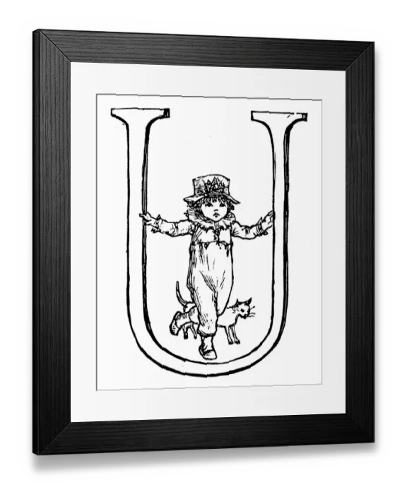 Framed Print : Antique children spelling book illustrations: Alphabet letter U Framed Print : Antique children spelling book illustrations: Alphabet letter U