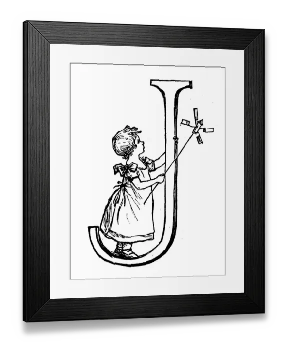 Framed Print : Antique children spelling book illustrations: Alphabet letter J Framed Print : Antique children spelling book illustrations: Alphabet letter J