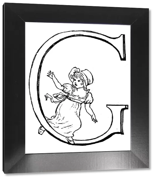 Antique children spelling book illustrations: Alphabet letter G