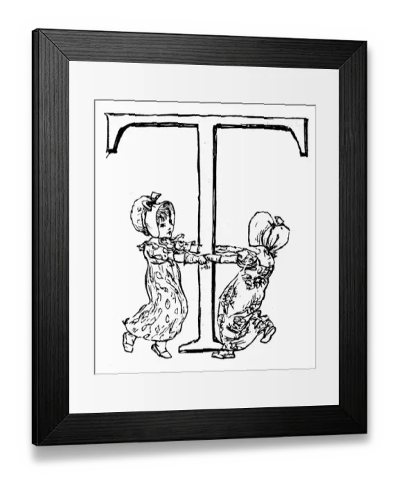 Framed Print : Antique children spelling book illustrations: Alphabet letter T Framed Print : Antique children spelling book illustrations: Alphabet letter T