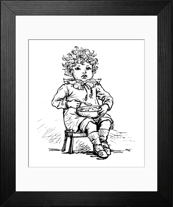 Framed Print : Antique children spelling book illustrations: Eating Framed Print : Antique children spelling book illustrations: Eating