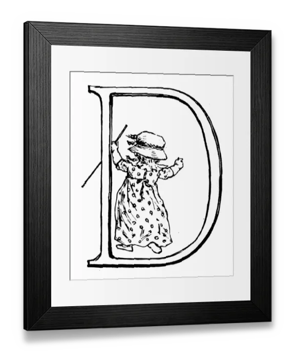 Framed Print : Antique children spelling book illustrations: Alphabet letter D Framed Print : Antique children spelling book illustrations: Alphabet letter D