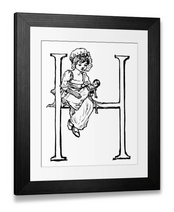 Framed Print : Antique children spelling book illustrations: Alphabet letter H Framed Print : Antique children spelling book illustrations: Alphabet letter H