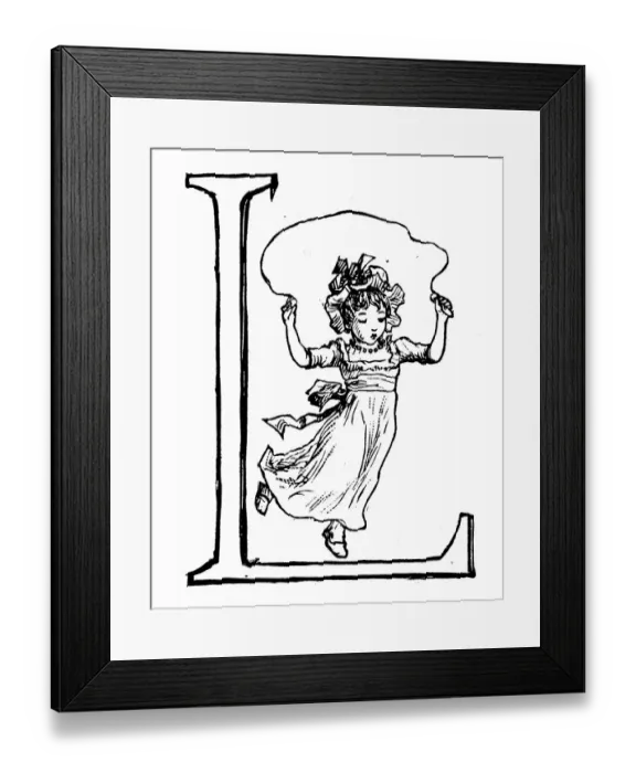 Framed Print : Antique children spelling book illustrations: Alphabet letter L Framed Print : Antique children spelling book illustrations: Alphabet letter L