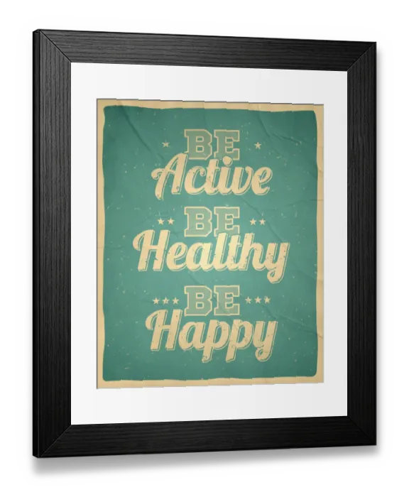 Framed Print : Be active, healthy, happy - Vintage Background Framed Print : Be active, healthy, happy - Vintage Background