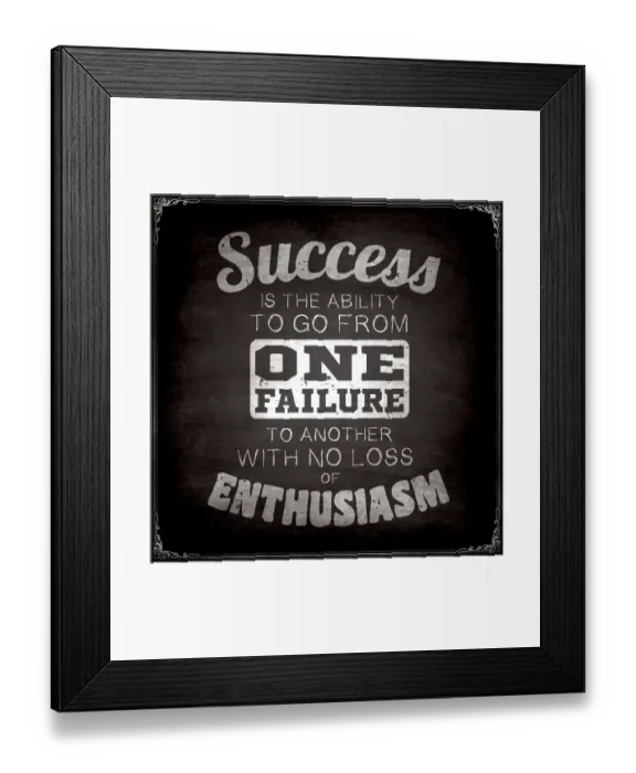 Framed Print : Chalkboard with inspiring sentence about success and failure Framed Print : Chalkboard with inspiring sentence about success and failure