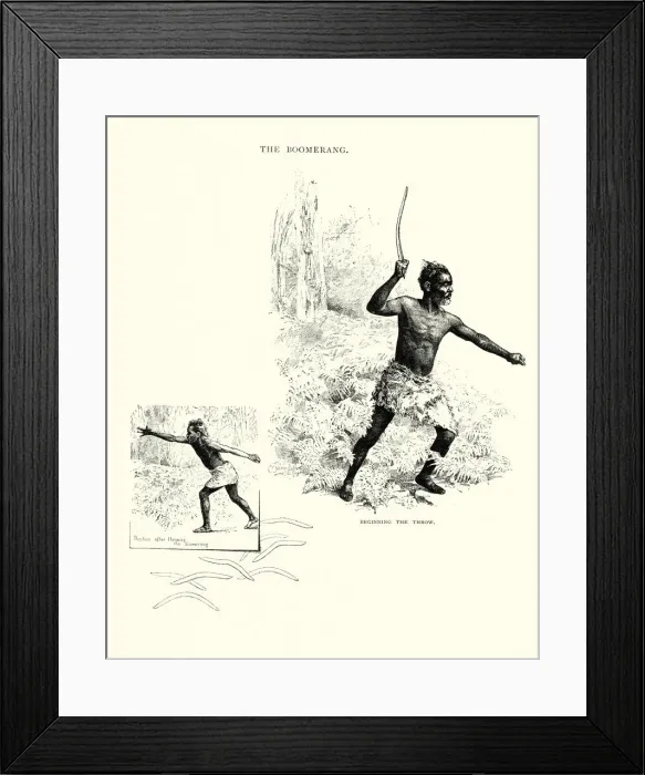 Framed Print : 19th Century, Aboriginal, Aborigine, Antique, Armaments, Armed, Australasia, Australasian Tribe