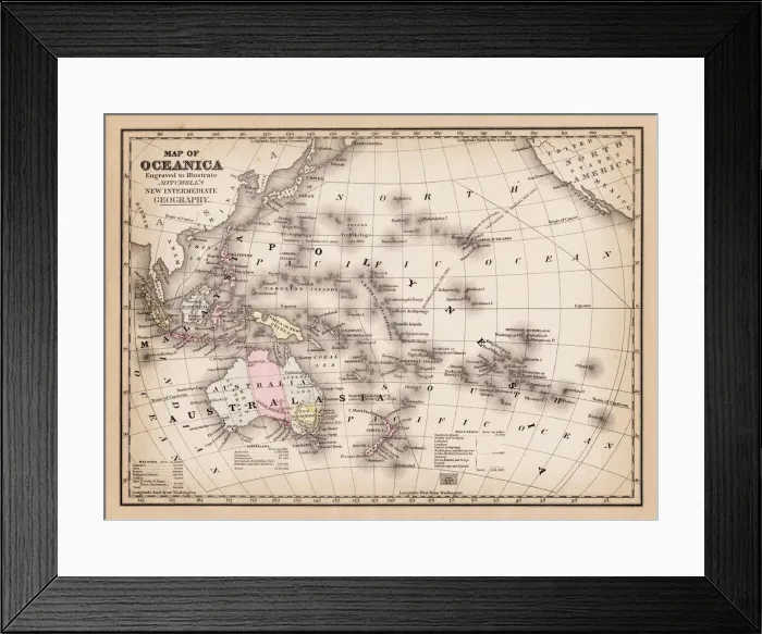 Framed Print : Map of Australasia 1881 Framed Print : Map of Australasia 1881
