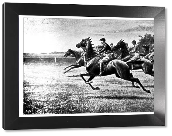 Antique hobbies and sports illustration: Horse racing