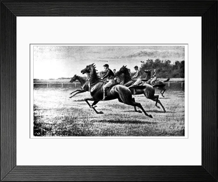 Framed Print : Antique hobbies and sports illustration: Horse racing Framed Print : Antique hobbies and sports illustration: Horse racing
