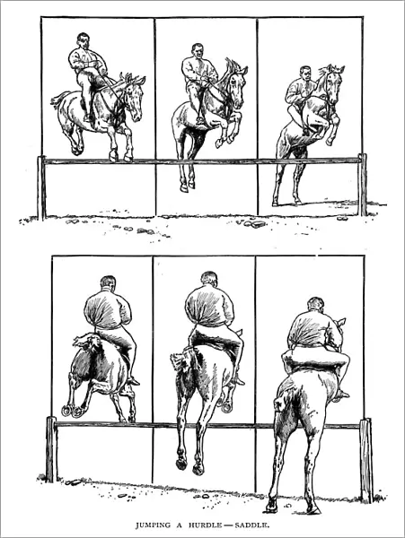 Man jumping a hurdle on a horse
