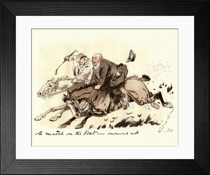 Framed Print : Two mature victorian men racing their horses, 19th Century Framed Print : Two mature victorian men racing their horses, 19th Century