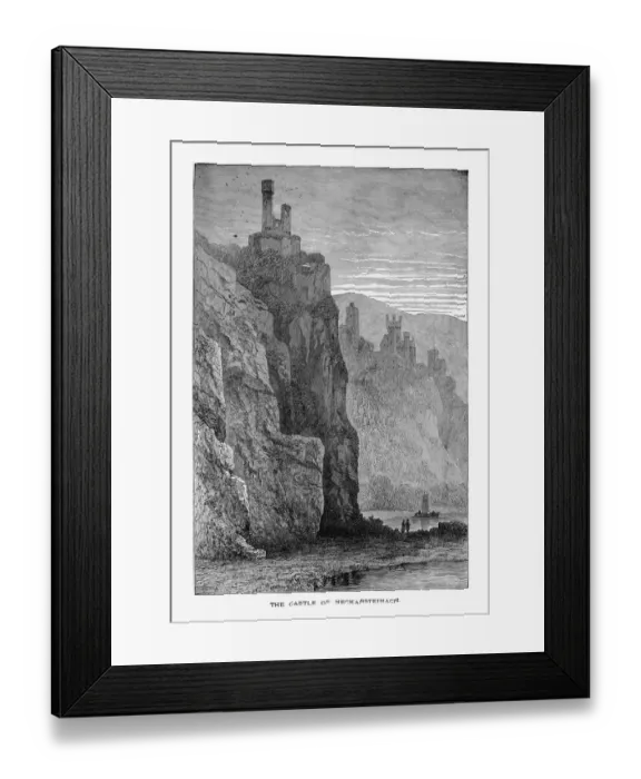 Framed Print : Neckarsteinach Castle in Neckarsteinach, Germany Circa 1887