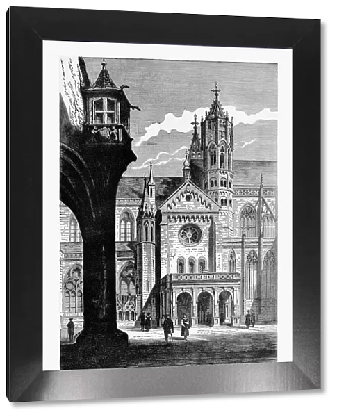 Side Entrance, Freiburg Minster Cathedral in Breisgau, Germany Circa 1887
