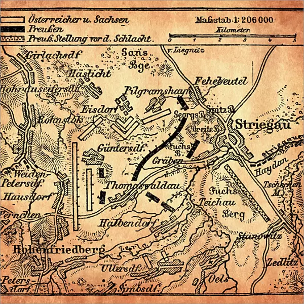Battle of Hohenfriedberg or Hohenfriedeberg, now Dobromierz, also known as the battle of Striegau, now Strzegom, was one of Frederick the Greats most admired victories, 4 June 1745