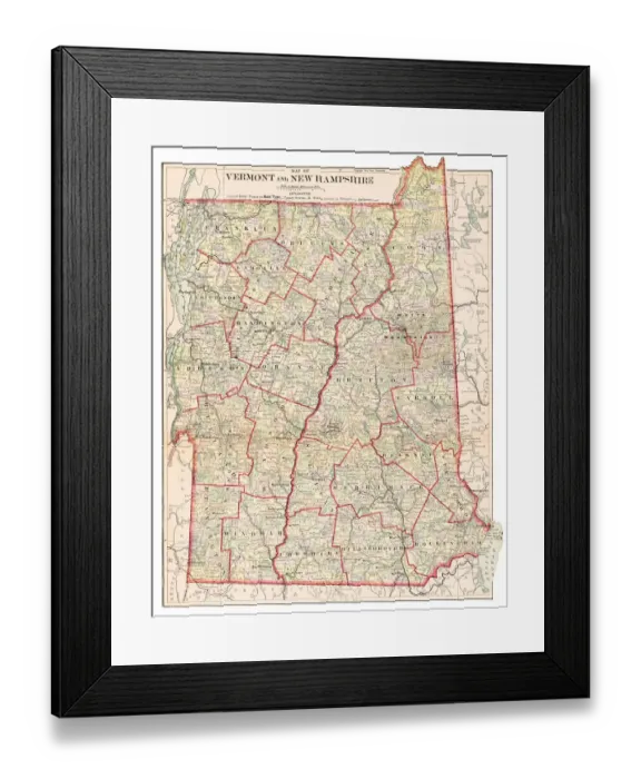 Framed Print : Vermont and New Hampshire 1877 Framed Print : Vermont and New Hampshire 1877