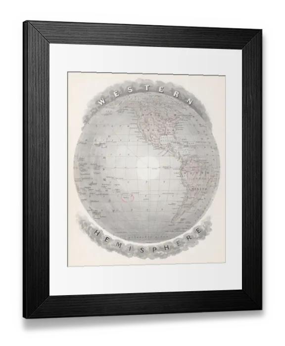 Framed Print : Map of Western hemisphere 1877 Framed Print : Map of Western hemisphere 1877