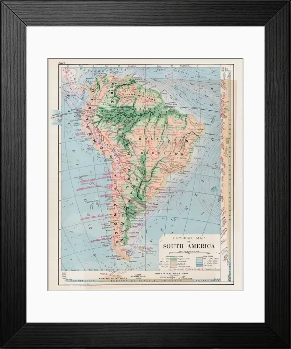 Framed Print : Map of South America 1877 Framed Print : Map of South America 1877