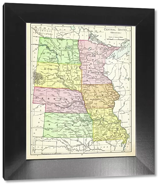 Map of central states USA 1895