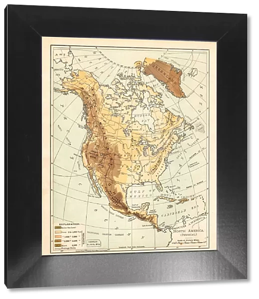 Physical map of North America 1895