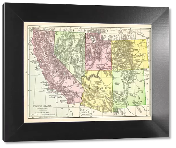 Map of Pacific States USA 1895