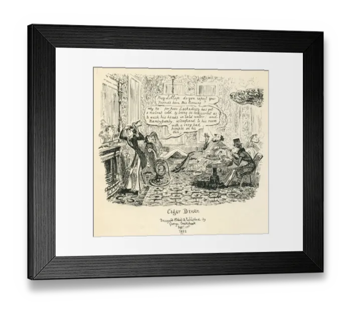 Framed Print : Humour hypochondria and foppish drawing room manners cartoon by Cruikshank Framed Print : Humour hypochondria and foppish drawing room manners cartoon by Cruikshank