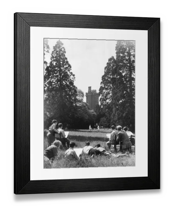 Framed Print : Tower. circa 1930: Barnardo boys sketching the old tower at New Lodge, Windsor, Berkshire Framed Print : Tower. circa 1930: Barnardo boys sketching the old tower at New Lodge, Windsor, Berkshire