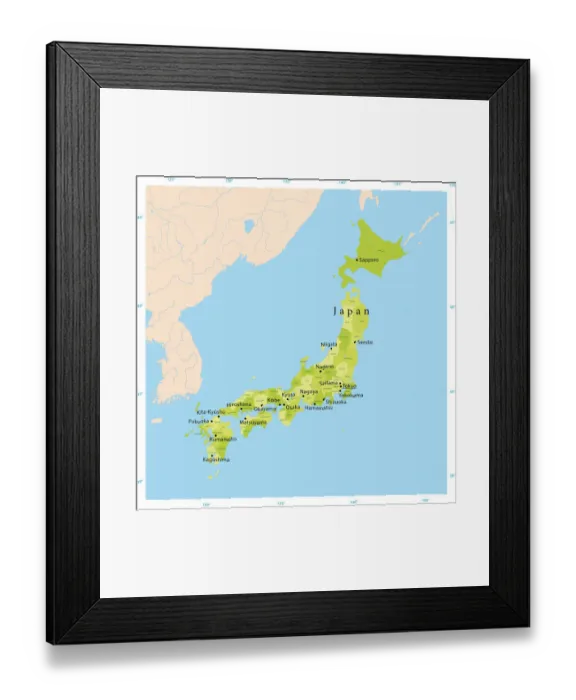 Framed Print : Japan Vector Map Framed Print : Japan Vector Map