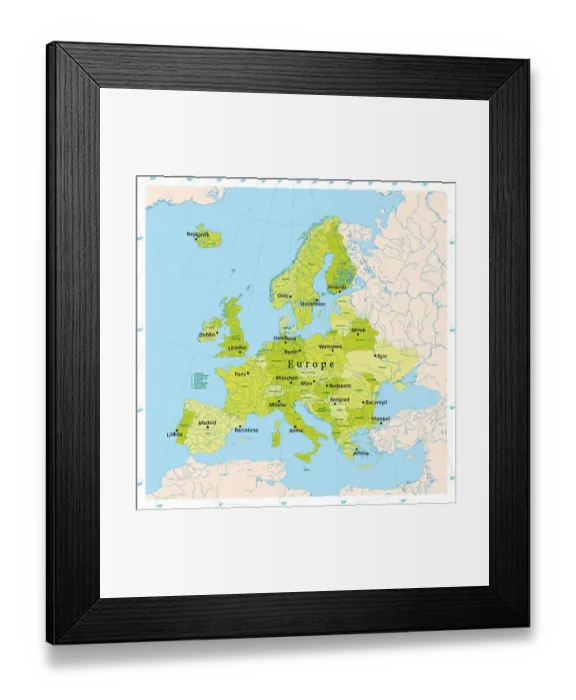 Framed Print : Europe Vector Map Framed Print : Europe Vector Map