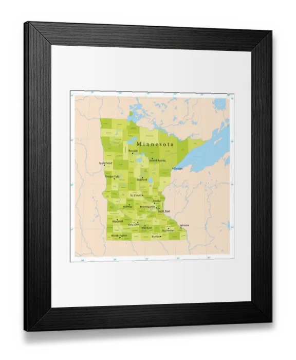 Framed Print : Minnesota Vector Map