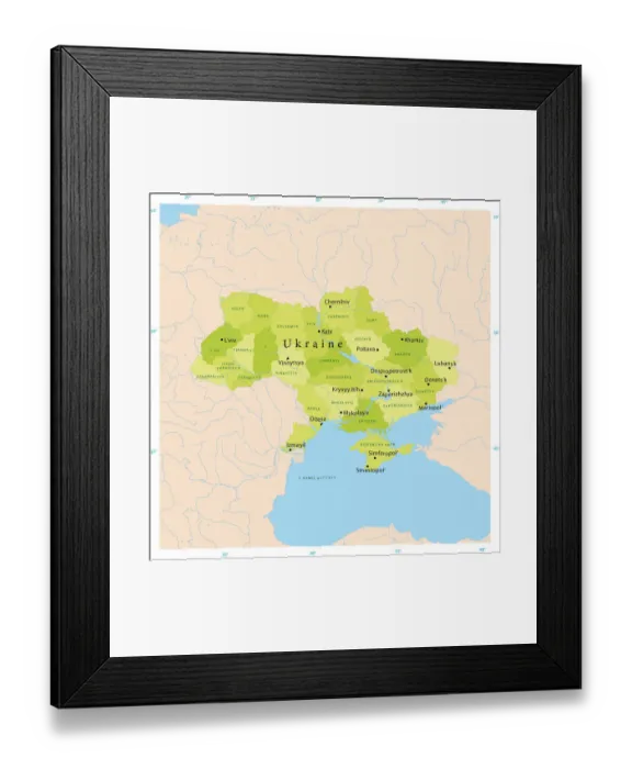 Framed Print : Ukraine Vector Map Framed Print : Ukraine Vector Map