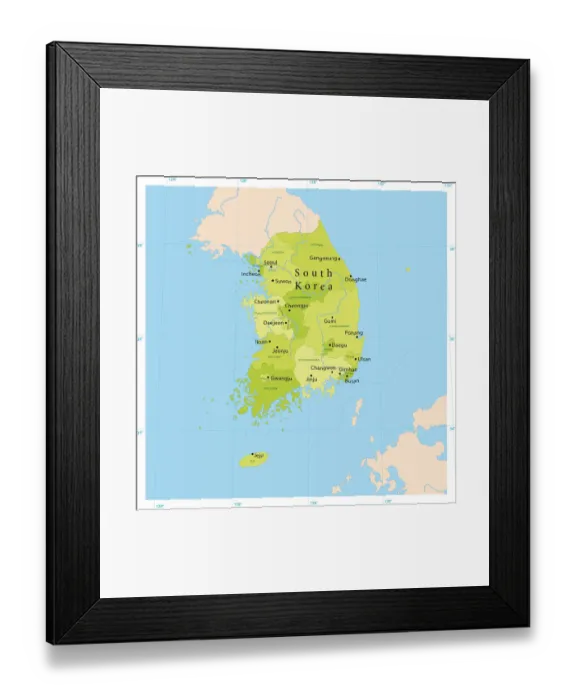 Framed Print : South Korea Vector Map Framed Print : South Korea Vector Map