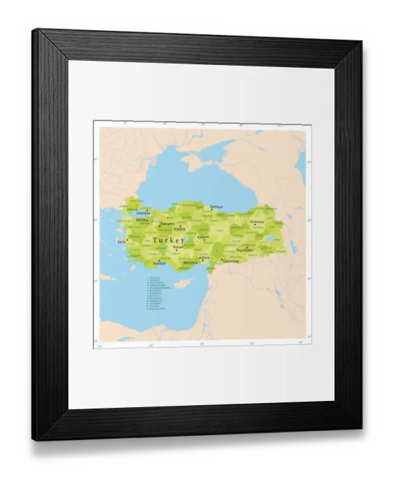 Framed Print : Turkey Vector Map Framed Print : Turkey Vector Map