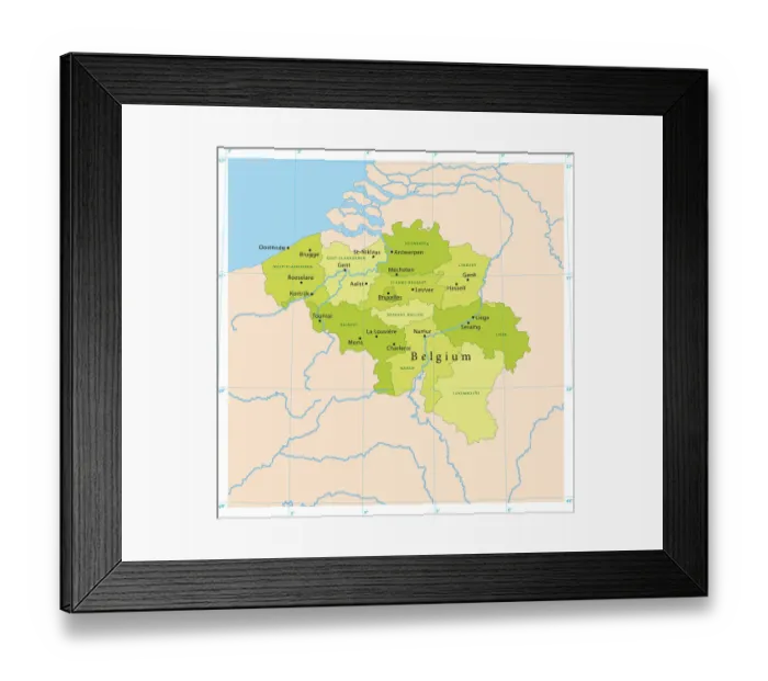Framed Print : Belgium Vector Map