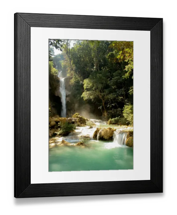 Framed Print : The waterfall Tad Kuang Si in Laos, Luang Prabang