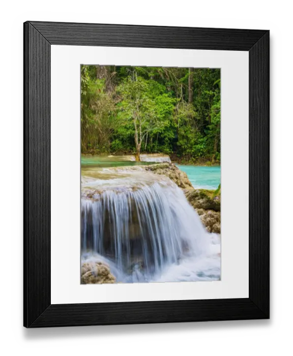 Framed Print : cascade, exterior views, little, luang prabang province, rain forest, tourist attractions