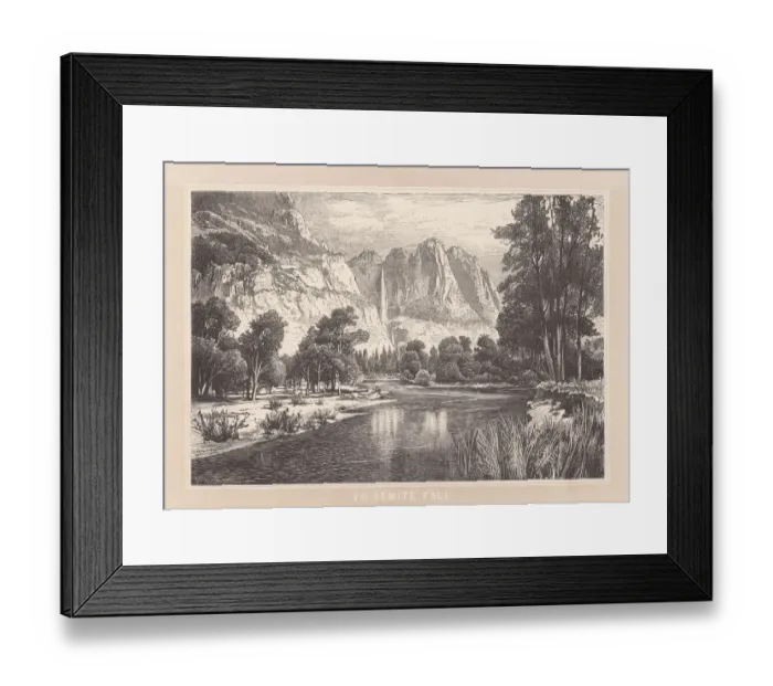 Framed Print : Yosemite Fall, Sierra Nevada, California, USA, wood engraving, published 1889 Framed Print : Yosemite Fall, Sierra Nevada, California, USA, wood engraving, published 1889