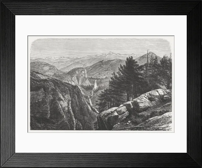 Framed Print : Yosemite National Park, USA, wood engraving, published in 1872 Framed Print : Yosemite National Park, USA, wood engraving, published in 1872