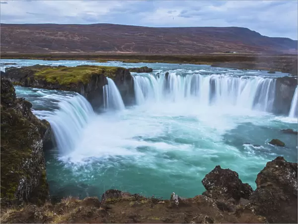 Panoramic view of the famous Godafoss waterfall, Iceland