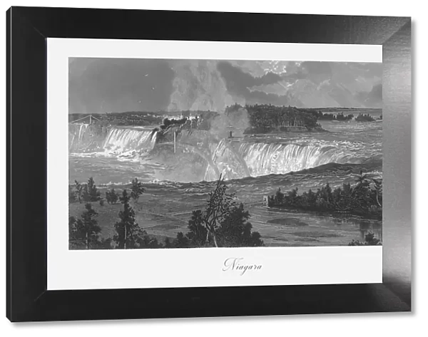 Niagara Falls, Niagara Falls, New York, Niagara Falls, Ontario, American Victorian Engraving, 1872