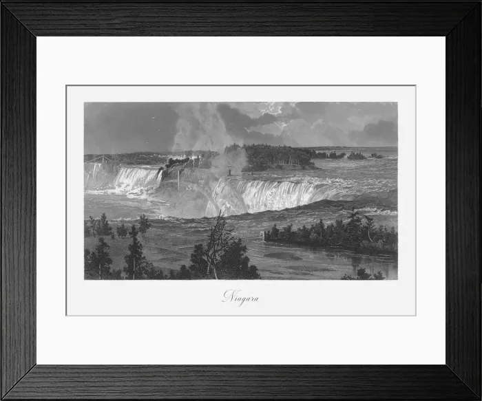 Framed Print : Niagara Falls, Niagara Falls, New York, Niagara Falls, Ontario, American Victorian Engraving, 1872 Framed Print : Niagara Falls, Niagara Falls, New York, Niagara Falls, Ontario, American Victorian Engraving, 1872