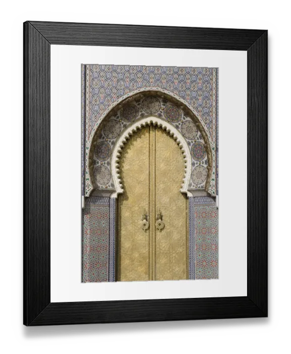 Framed Print : Morrocco, Fez, decorative arched doorway inlaid with tiles Framed Print : Morrocco, Fez, decorative arched doorway inlaid with tiles